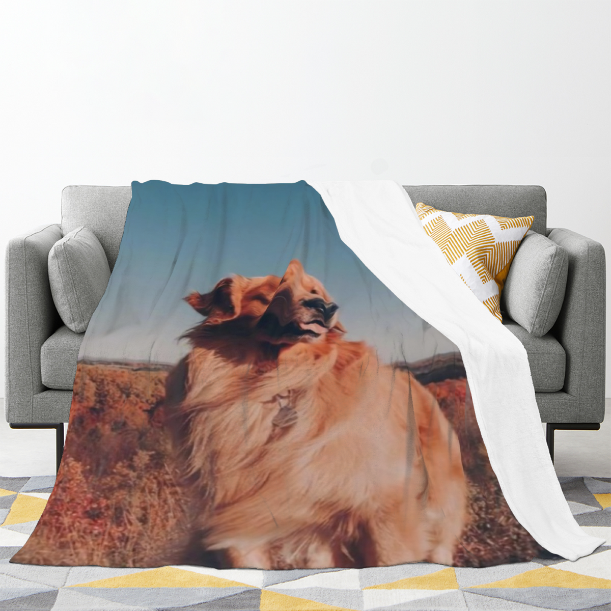 Ember Story Retro Pattern Plush Flannel Throw