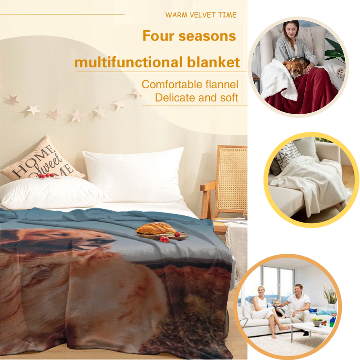 Ember Story Retro Pattern Plush Flannel Throw