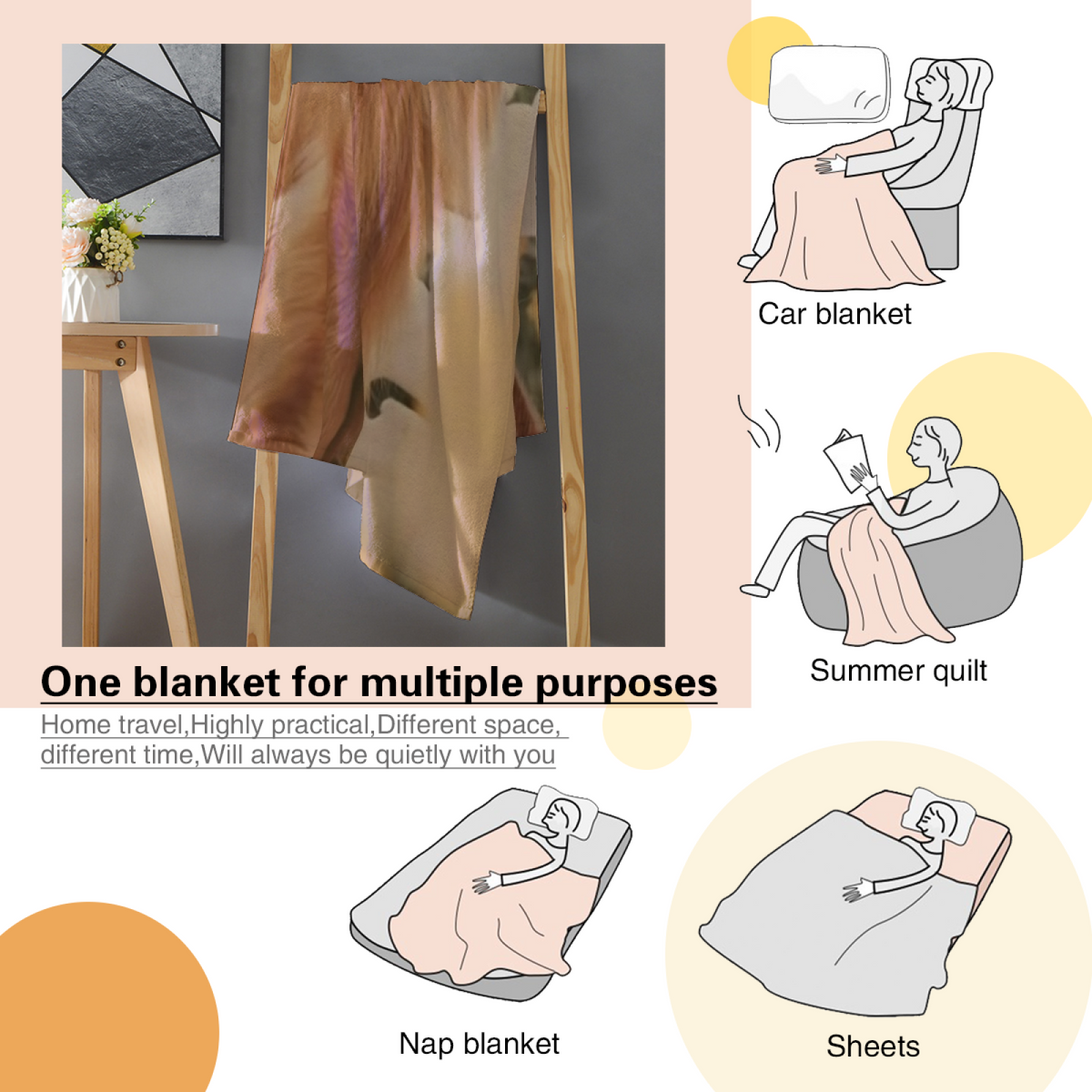 Dawn Sketch Earthy Multicolor Cozy Cozy Flannel Bed Blanket