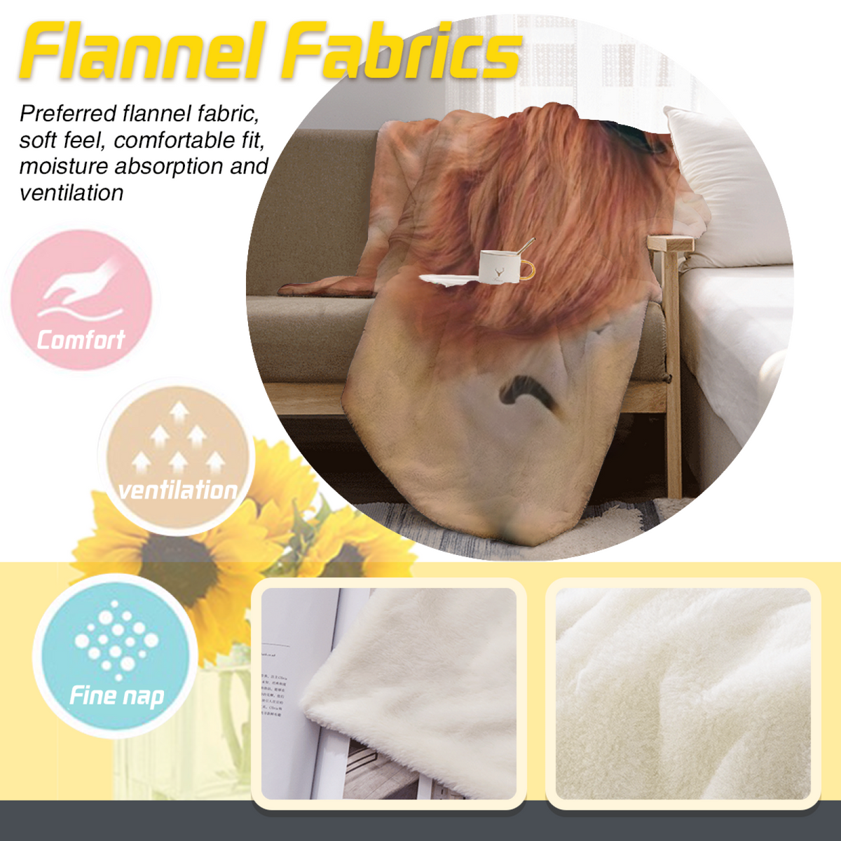 Dawn Sketch Earthy Multicolor Cozy Cozy Flannel Bed Blanket