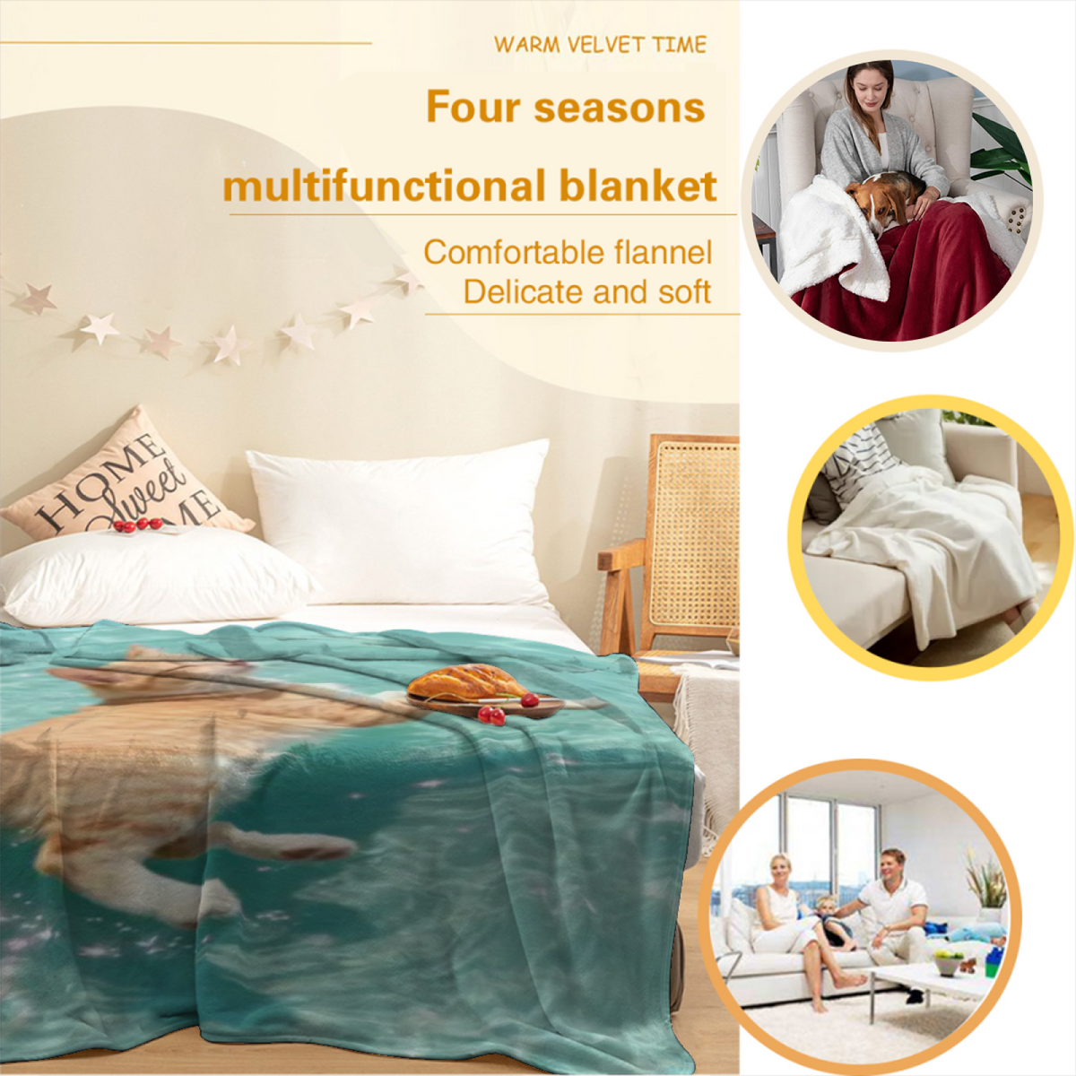 Lagoon Spectrum Inspired Flannel Sofa Throw ¨C Earthy Neutral Palette