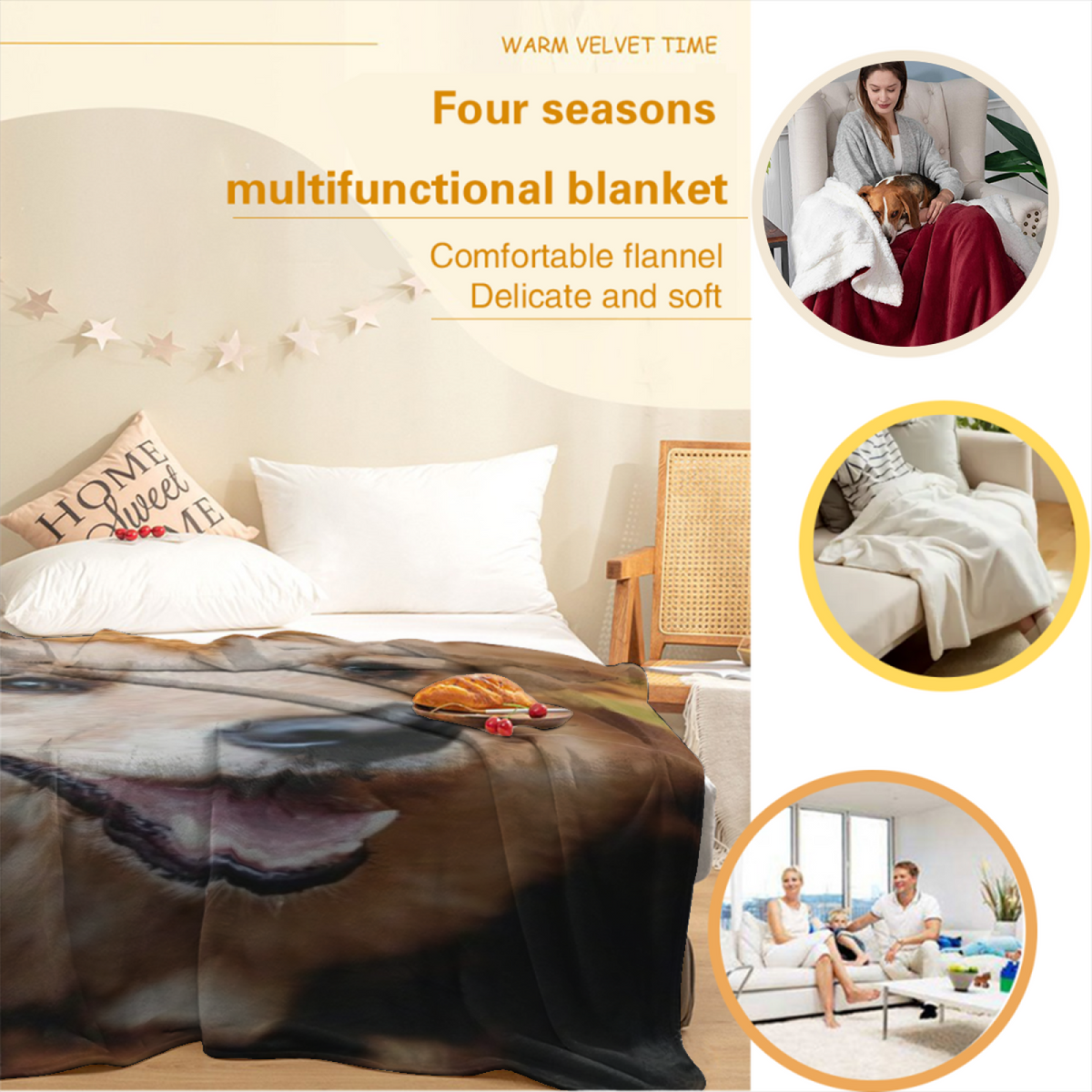 Dreamy Soft Neutral Harbor Serenade Plush Flannel Throw