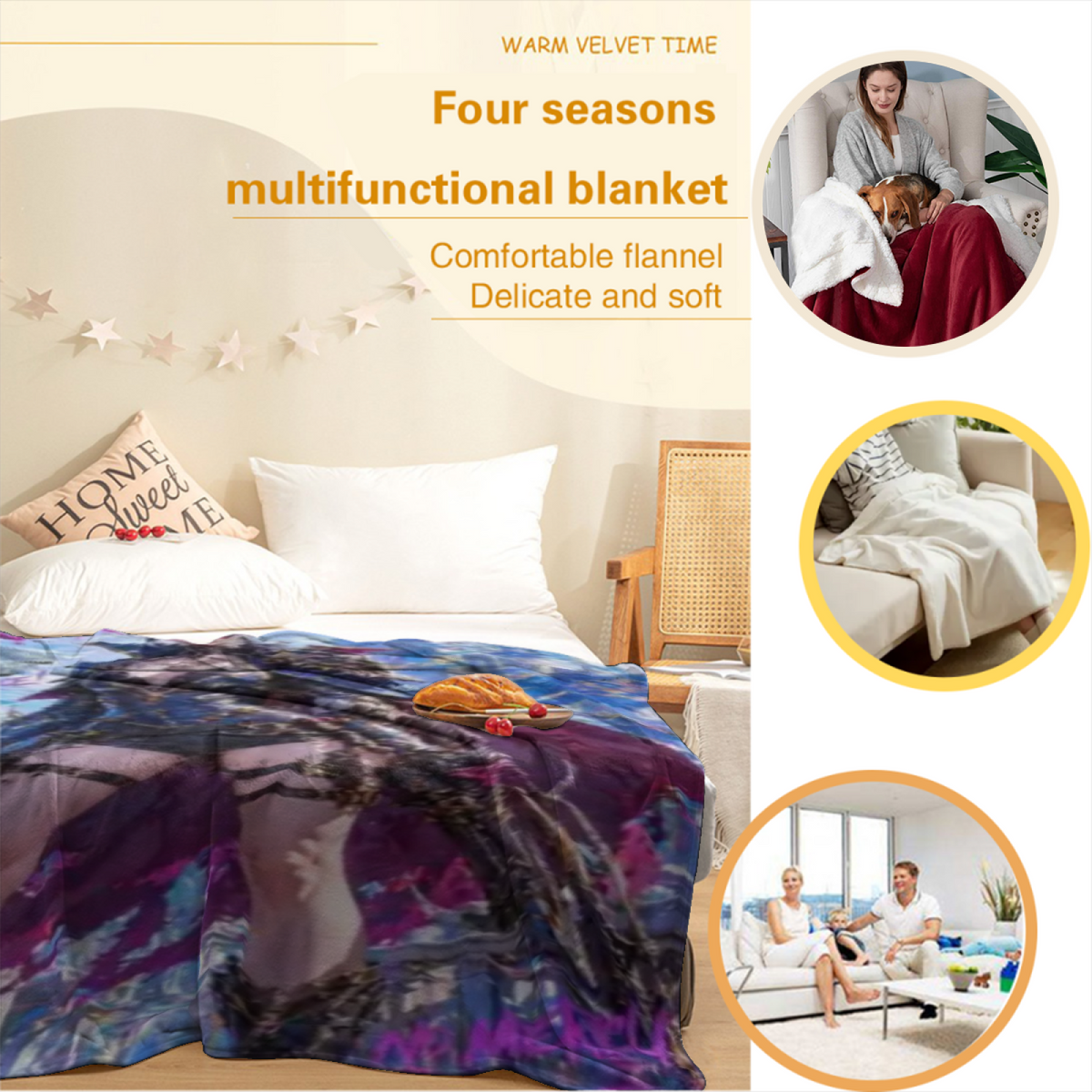 Cosmic Arbor Muted Sage Art Decorative Flannel Blanket