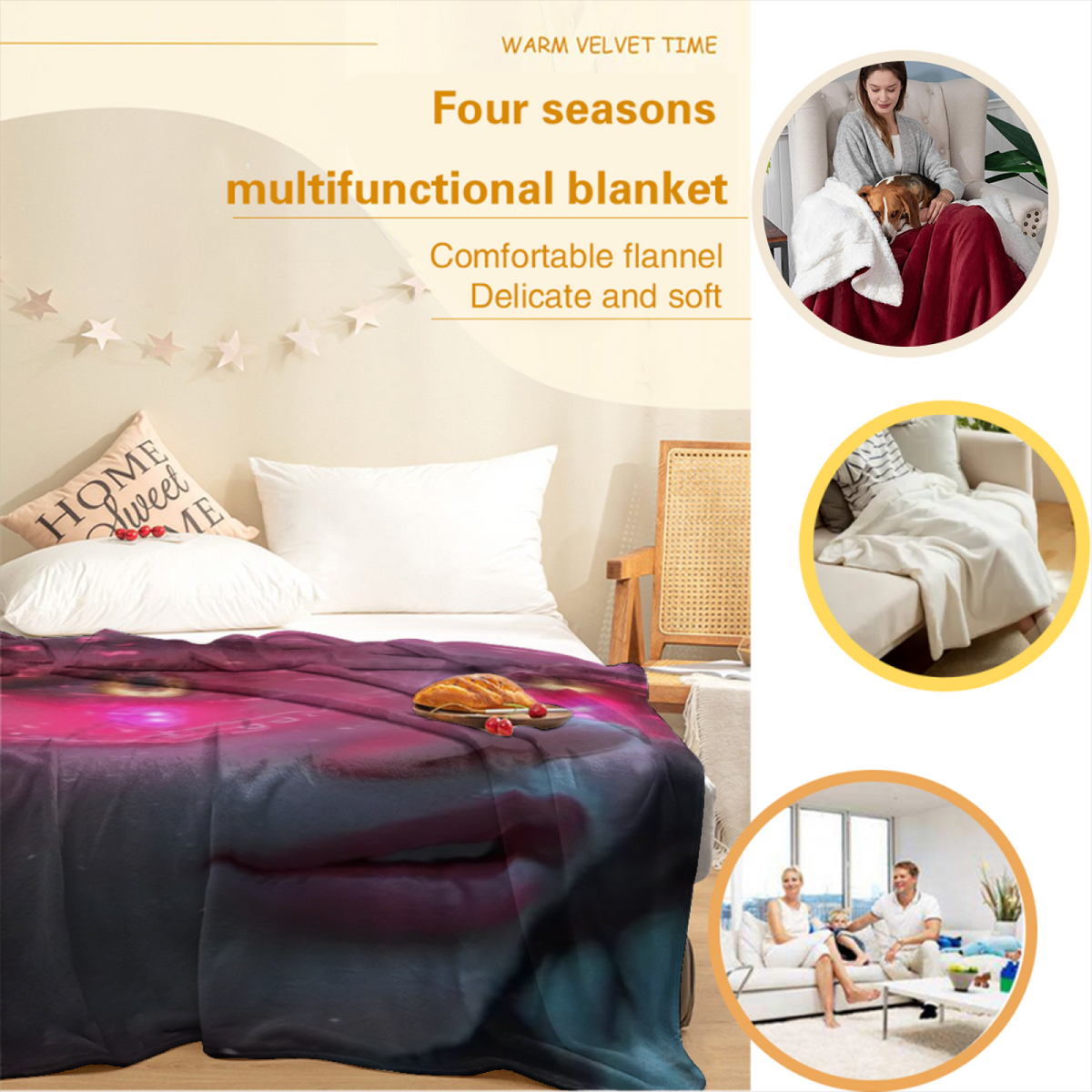 Cosmic Tapestry Pastel Multicolor Modern Art Decorative Flannel Blanket