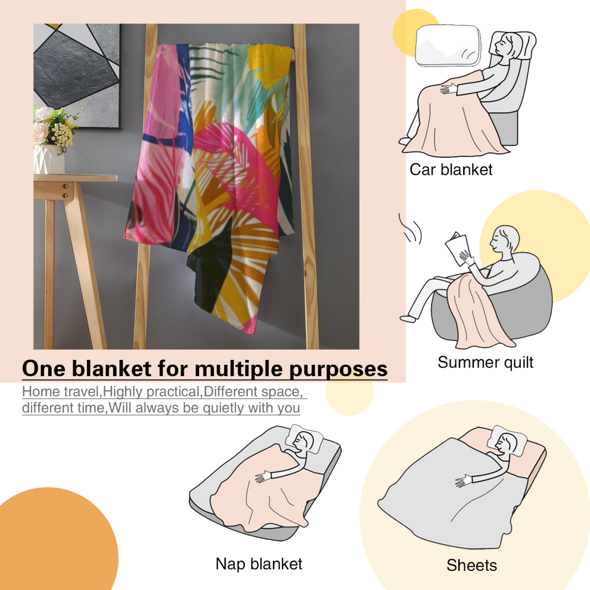 Soft Neutral Harbor Meadow Plush Flannel Throw