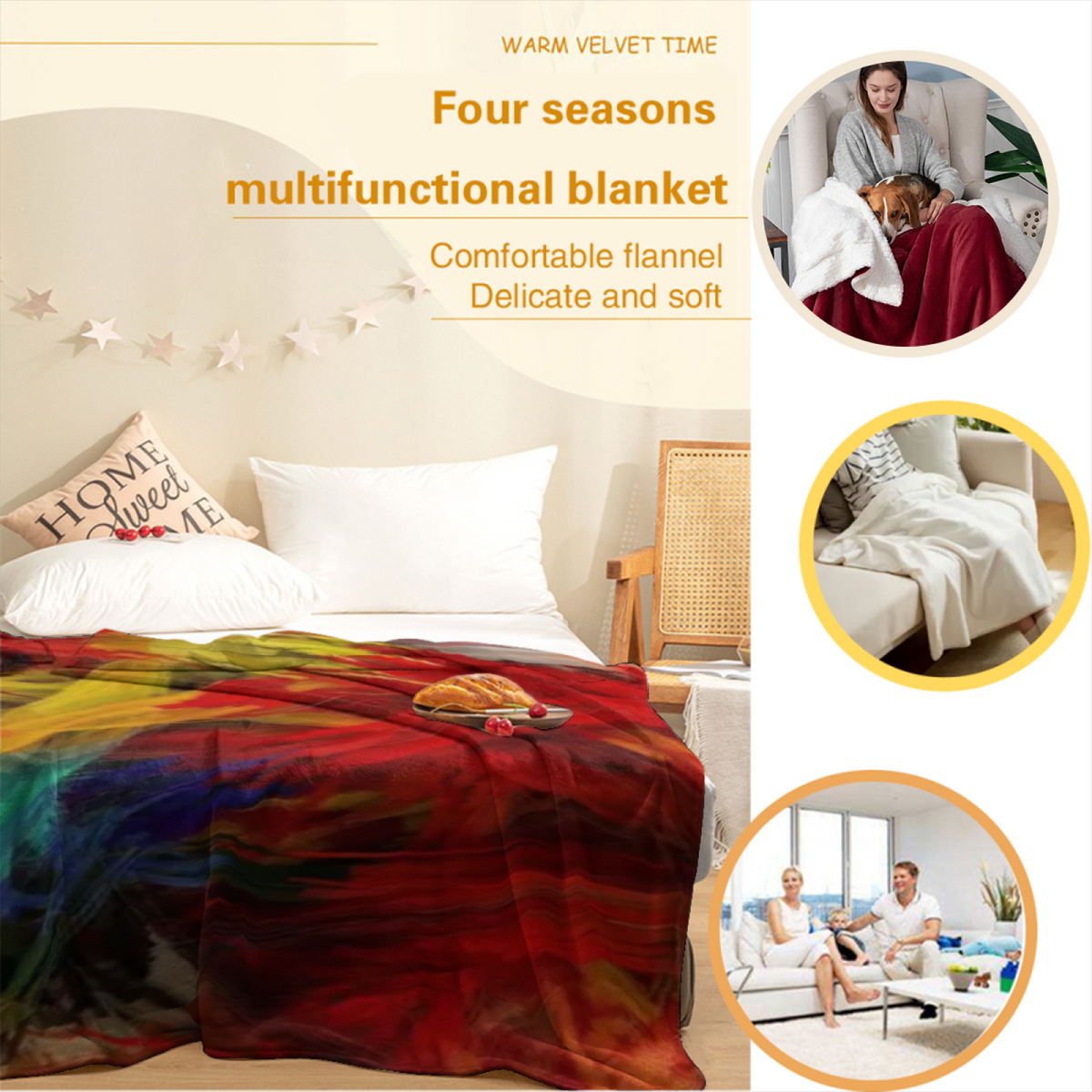 Decorative Flannel Blanket with Enchanted Jubilee Cozy Cottage Artwork
