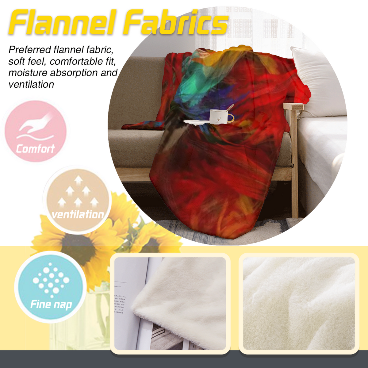 Decorative Flannel Blanket with Enchanted Jubilee Cozy Cottage Artwork