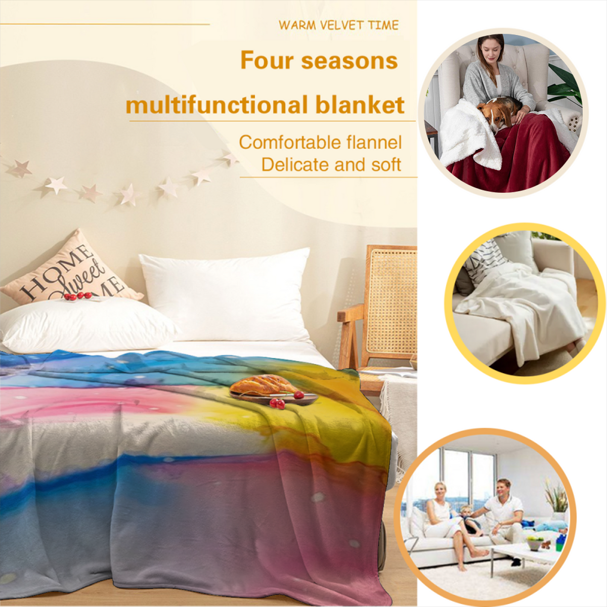 Breezy & Lantern Playful Graphic Plush Flannel Throw