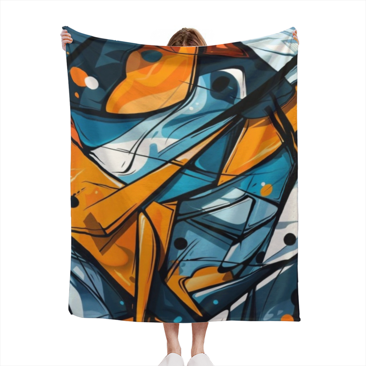 Cobalt Reverie Soft Neutral Contemporary Flannel Throw Blanket