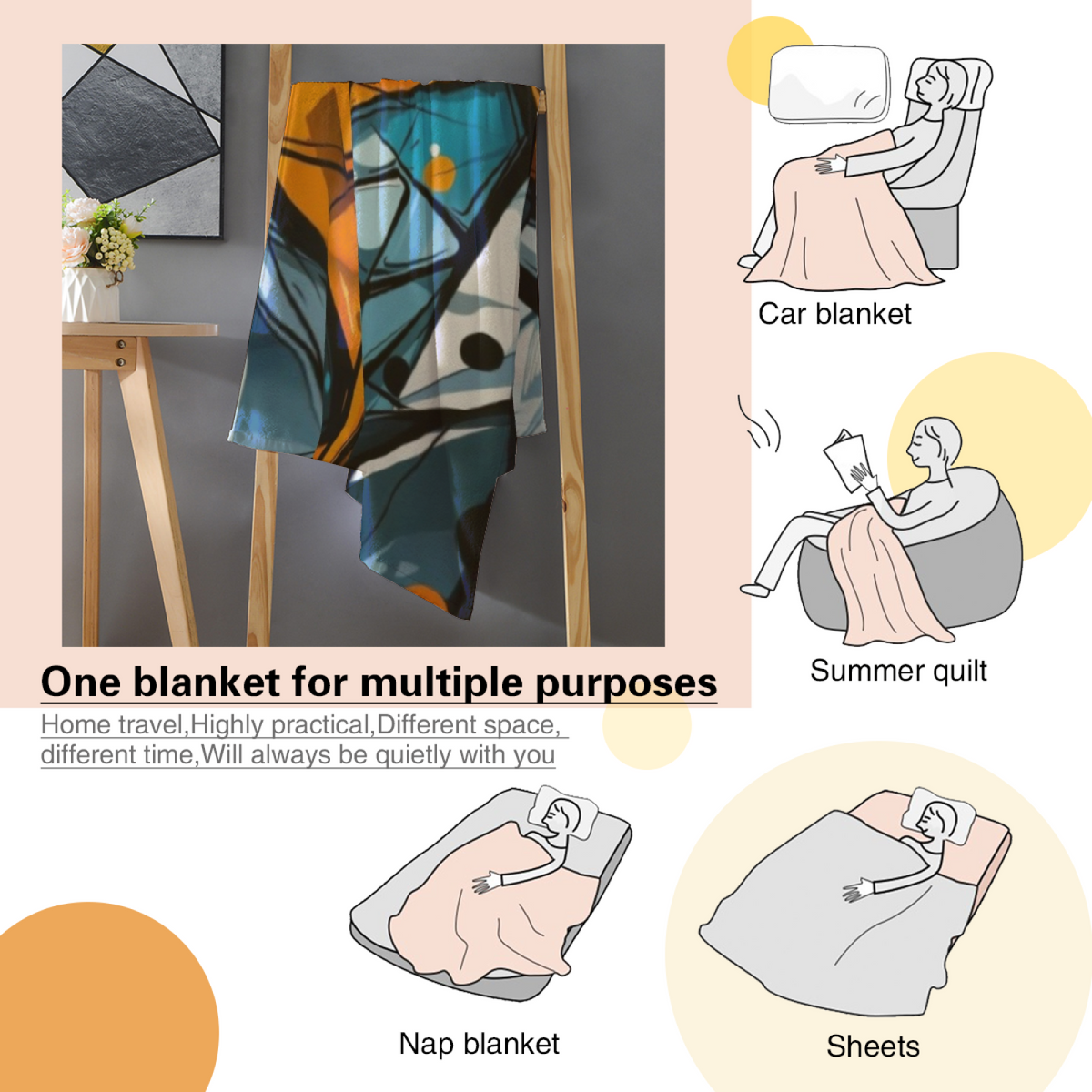 Cobalt Reverie Soft Neutral Contemporary Flannel Throw Blanket