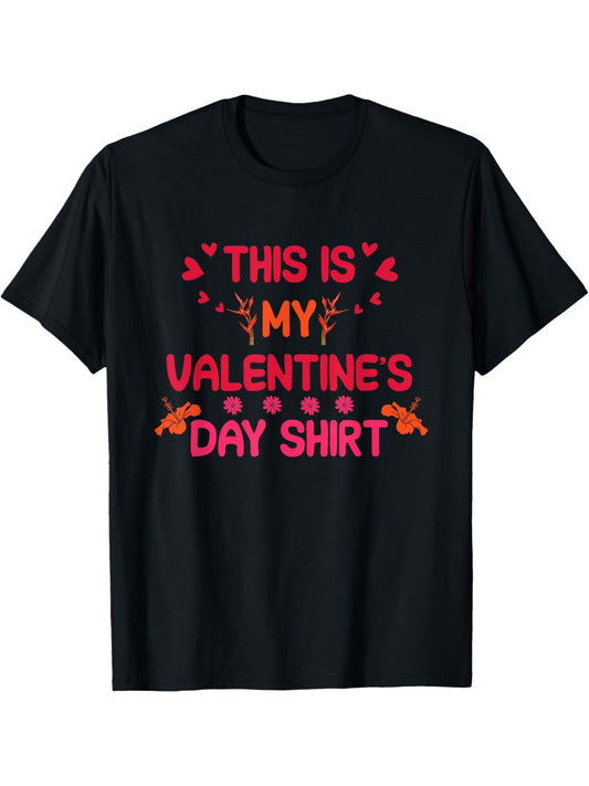 This Is My Valentine Shirt Funny Valentines Day Cute Cat Retro Trendy Printed T-shirt, Men'S Casual and Comfortable T-shirt Summer, Men'S Short-sleeved Top for Everyday Activities Birthday Gift to Men