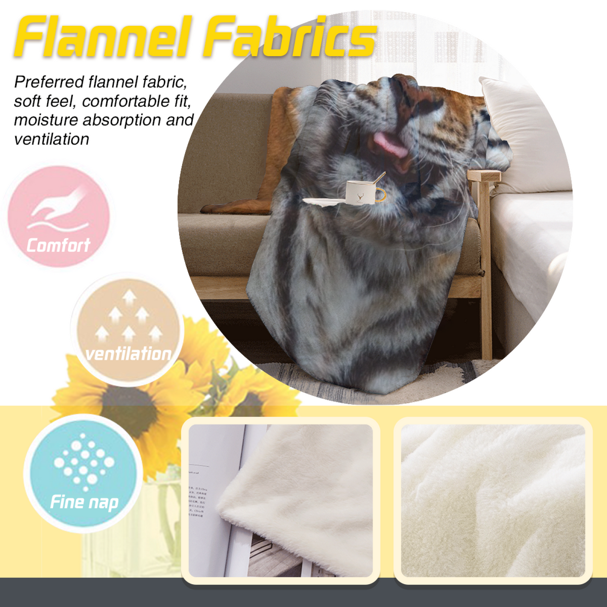 Electric Orchard Inspired Cozy Flannel Bed Blanket ¨C Earthy Neutral Palette