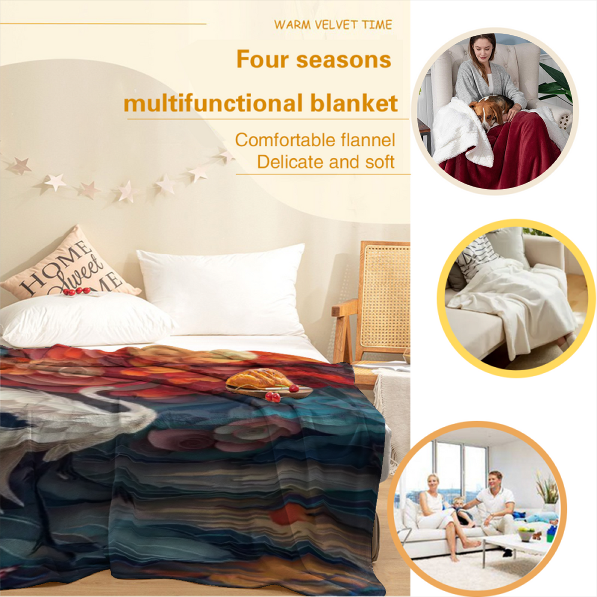 Soft Minimalist All-Season Flannel Blanket ¨C Aurora Wander Collection