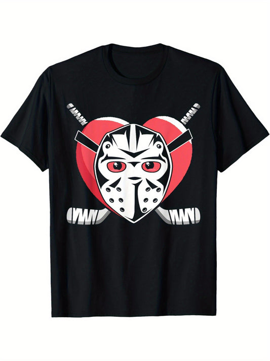Men's Retro Hockey-Themed T-Shirt - 100% Cotton, Comfortable & Stylish for Summer | Perfect Valentine's Day Gift