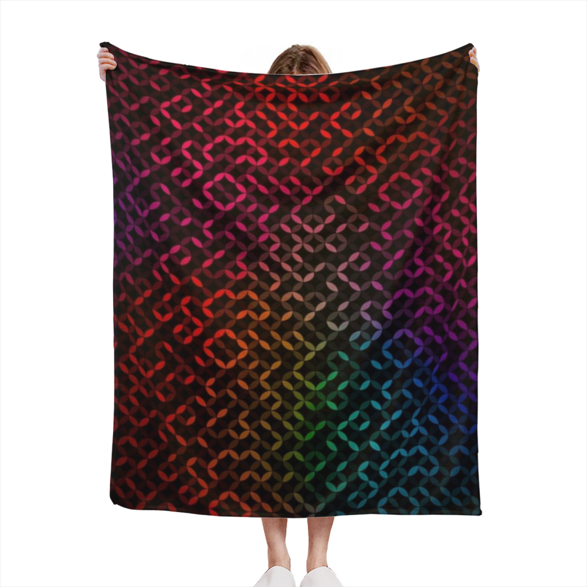 Soft Neutral Indigo Petal Plush Flannel Throw