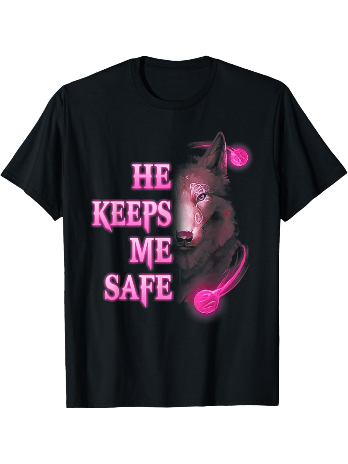 He Keeps Me Safe Couple Wolf He Keeps Me Wild Funny Valentines Day Quote Retro Trendy Printed T-shirt, Men'S Casual and Comfortable T-shirt Summer, Men'S Short-sleeved Top for Everyday Activities Birthday Gift to Men