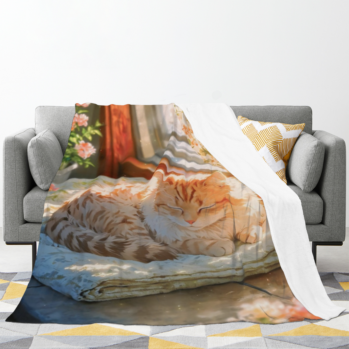 Twilight Wonder Expressive Print Flannel Sofa Throw in Rich Multicolor