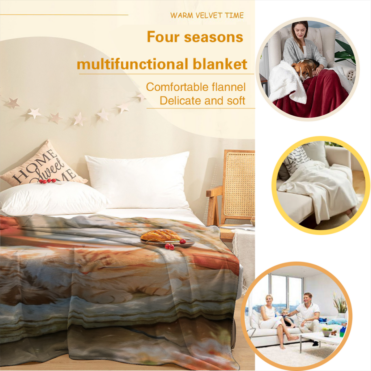 Twilight Wonder Expressive Print Flannel Sofa Throw in Rich Multicolor