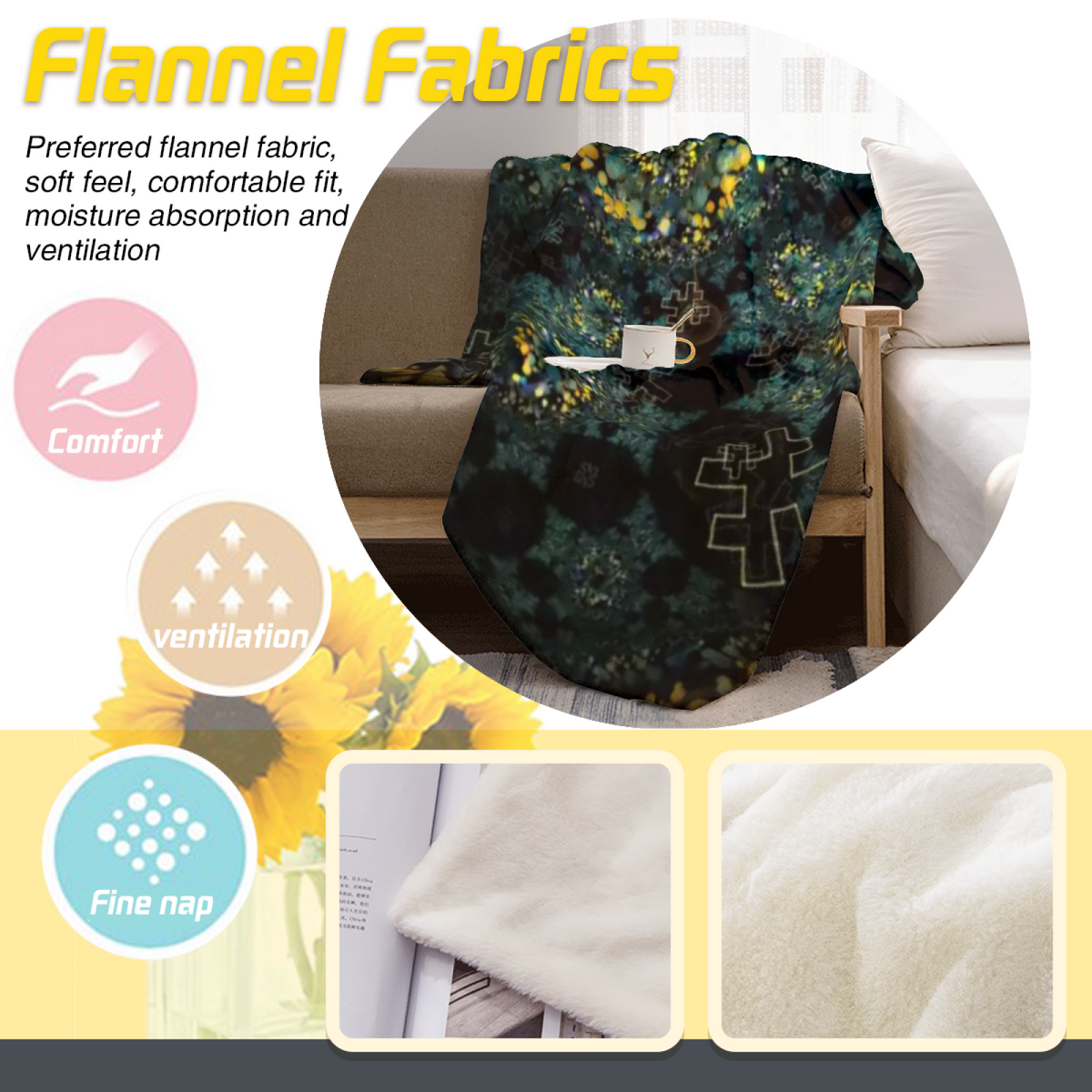 Lagoon Ripple Expressive Print Cozy Flannel Bed Blanket in Dusty Lilac