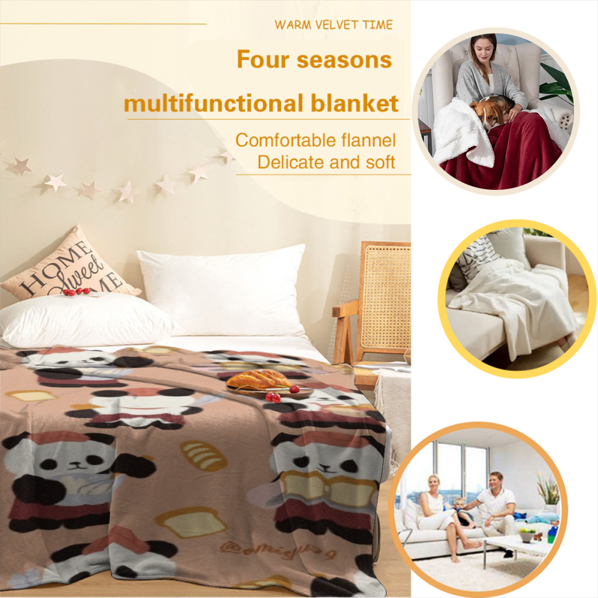 Pastel Multicolor Meadow Mosaic Decorative Flannel Blanket