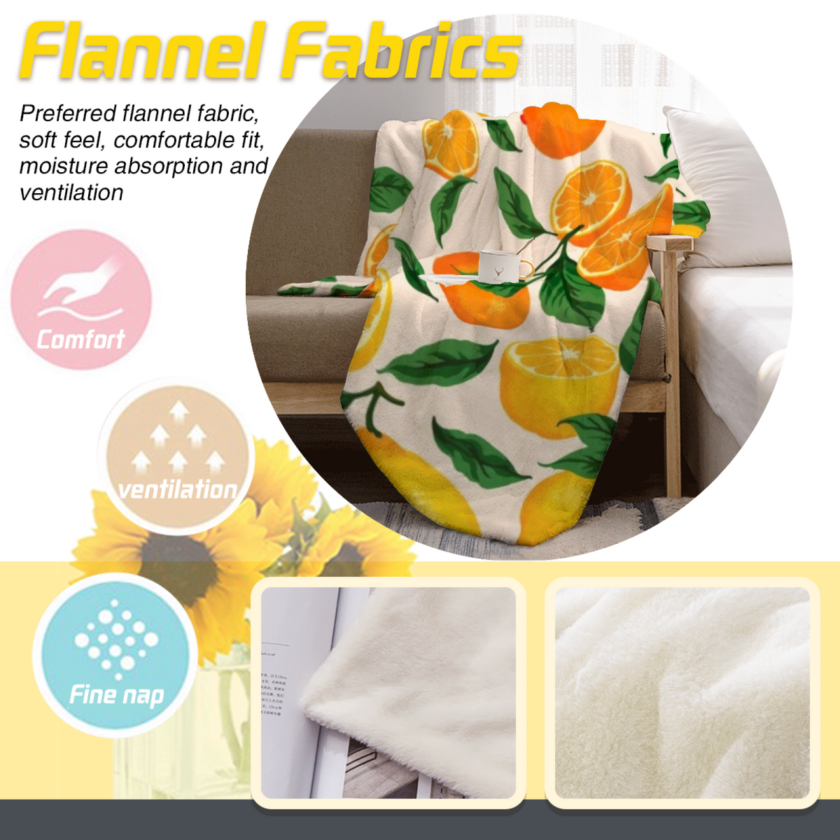 Copper Fern Inspired Cozy Flannel Bed Blanket ¨C Earthy Neutral Palette