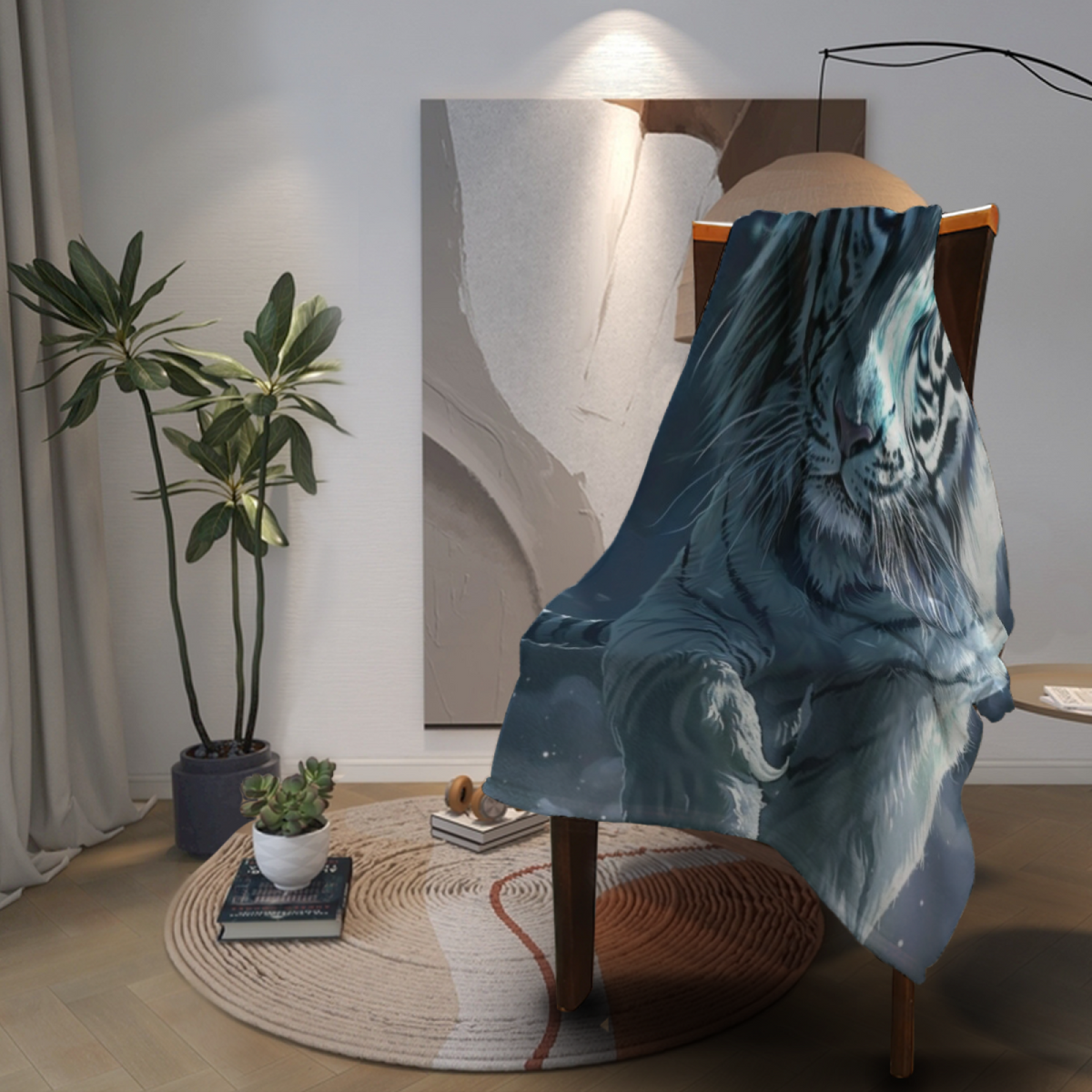 Orchid Haven Soft Neutral Art Flannel Throw Blanket