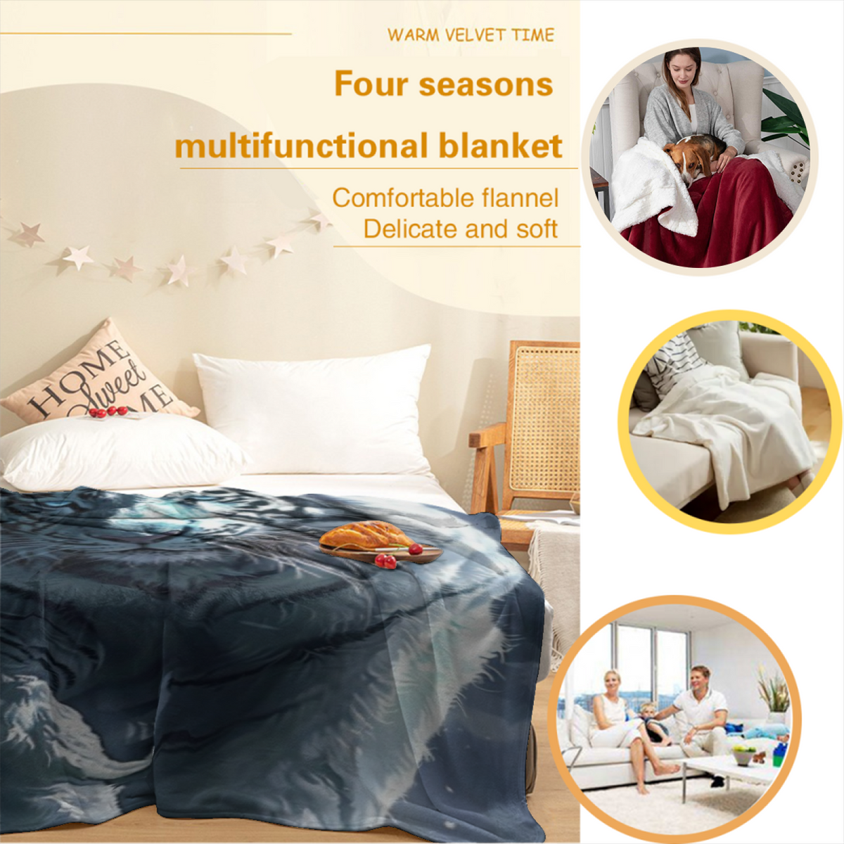 Orchid Haven Soft Neutral Art Flannel Throw Blanket