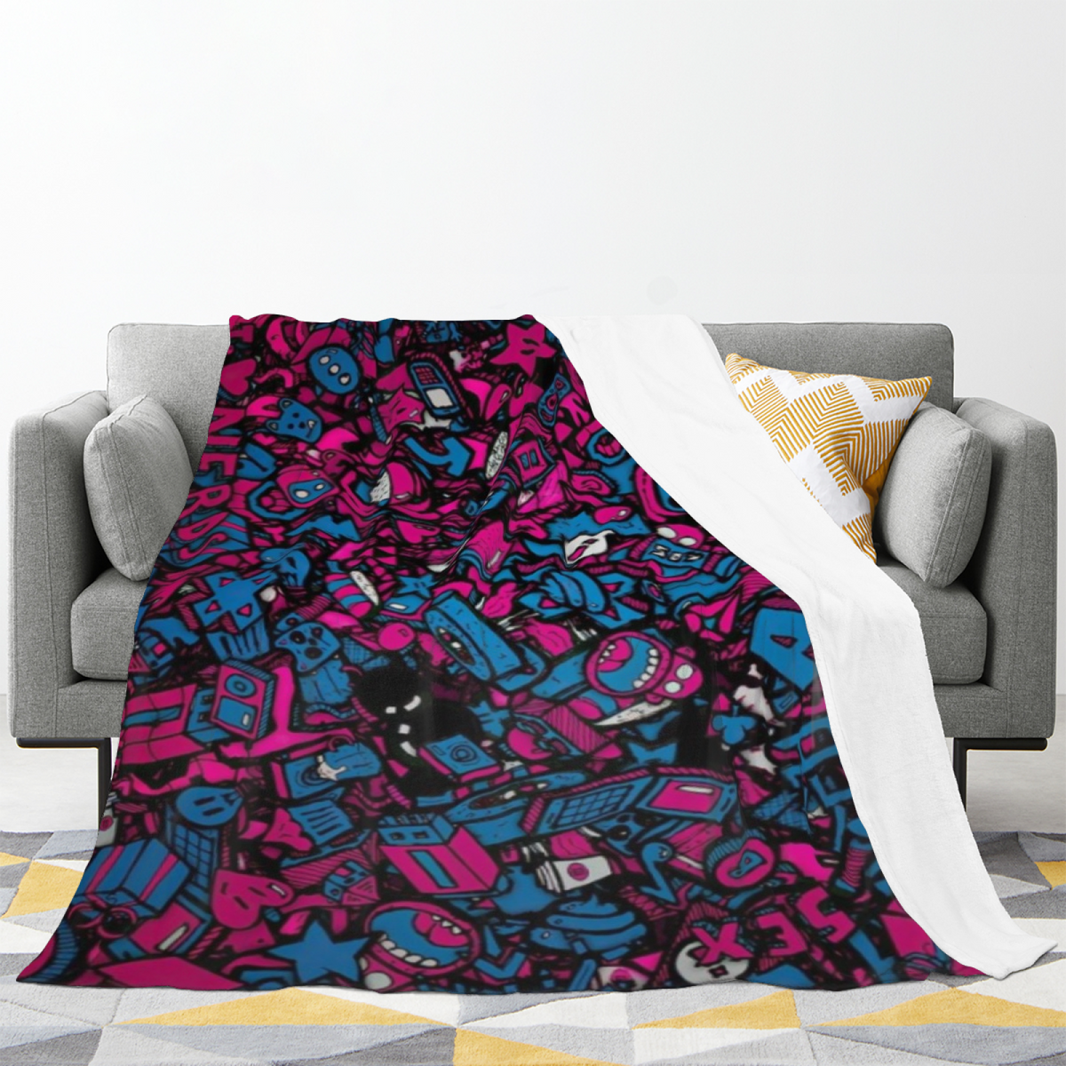 Decorative Flannel Blanket with Harvest Cove Cozy Cottage Artwork