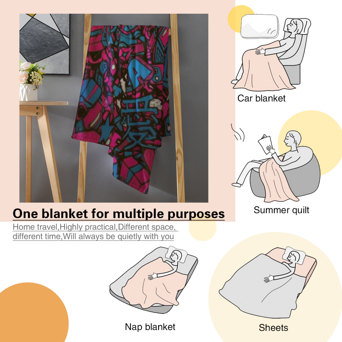 Decorative Flannel Blanket with Harvest Cove Cozy Cottage Artwork