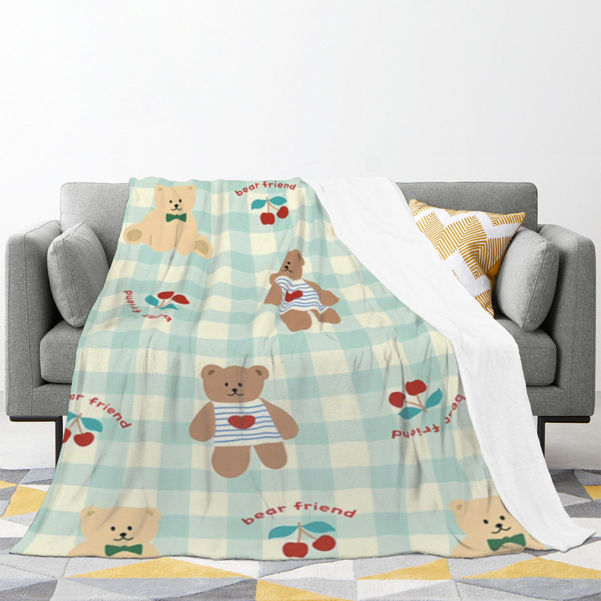 Creamy Ivory Frosted Grove Soft Flannel Blanket ¨C Contemporary Pattern