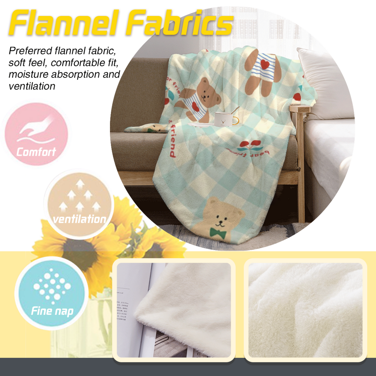 Creamy Ivory Frosted Grove Soft Flannel Blanket ¨C Contemporary Pattern