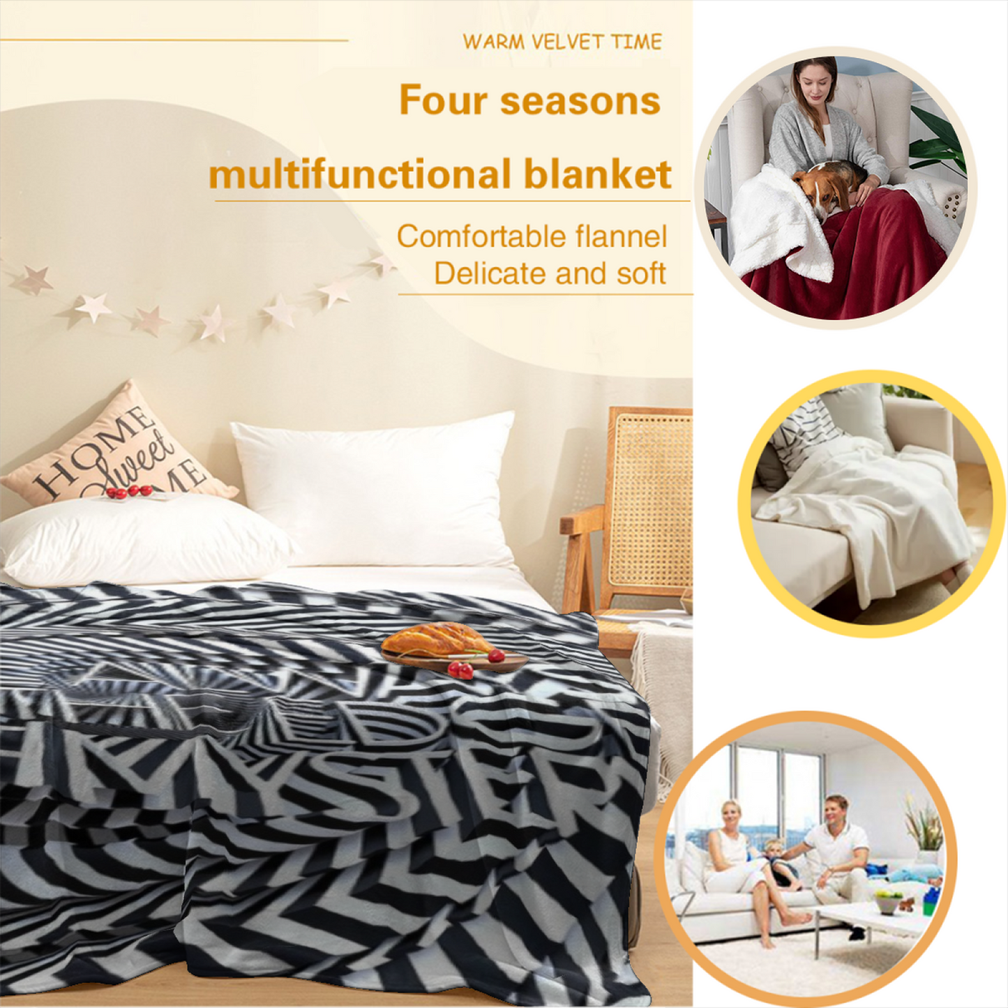 Colorful Graphic Pattern Throw Blanket ¨C Modern Decorative Cozy Blanket