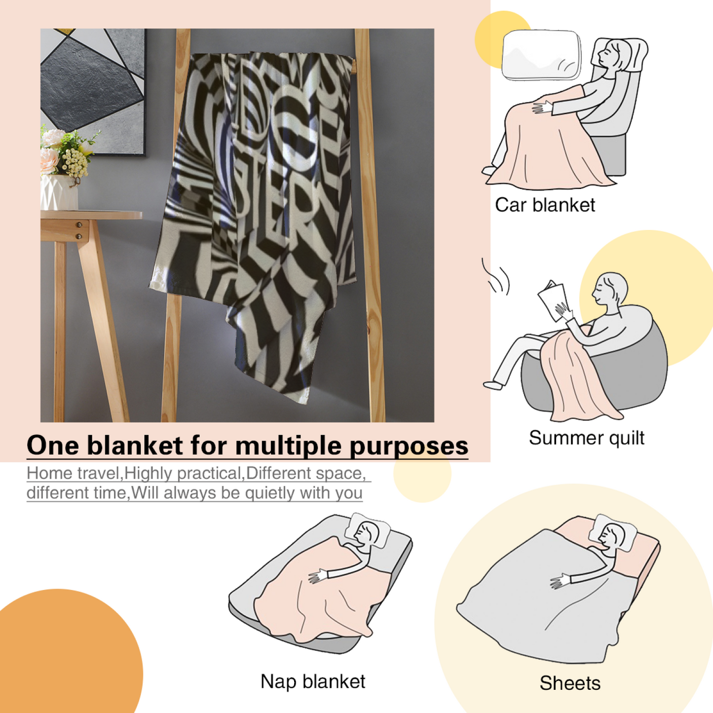 Colorful Graphic Pattern Throw Blanket ¨C Modern Decorative Cozy Blanket