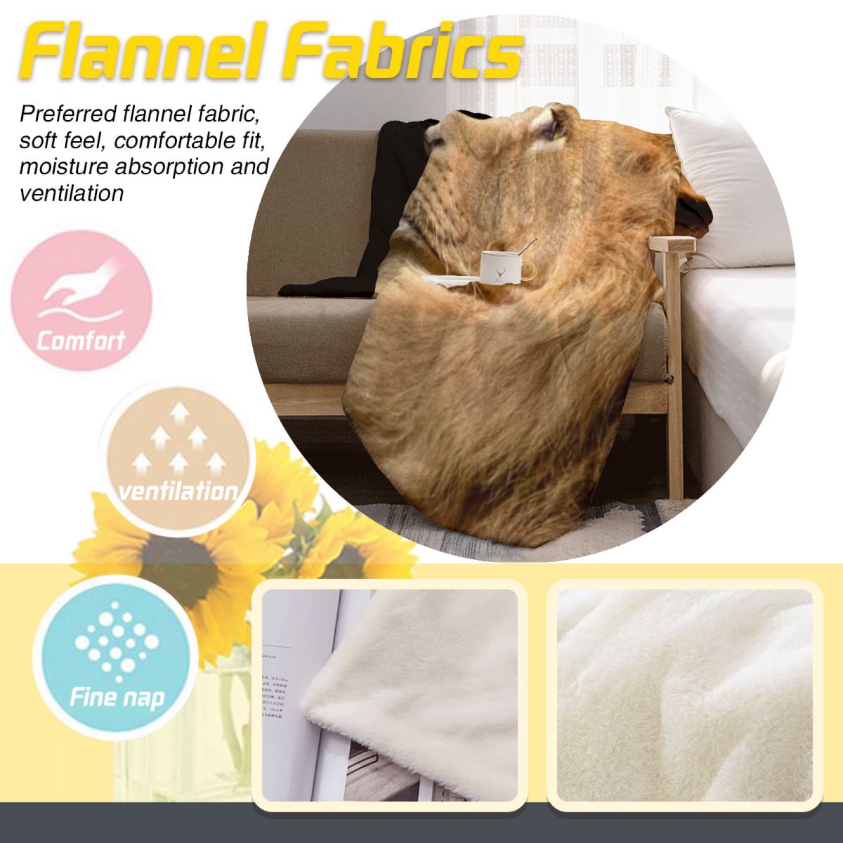 Earthy Neutral Marigold Breeze Lightweight Flannel Throw ¨C Contemporary Pattern
