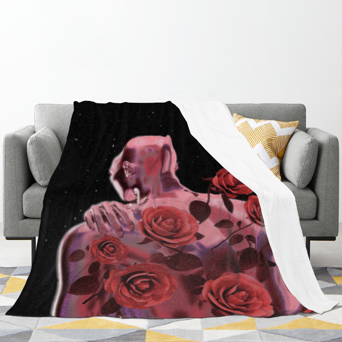 Eclectic Design Hazy Sanctuary Dusty Lavender Cozy Flannel Bed Blanket