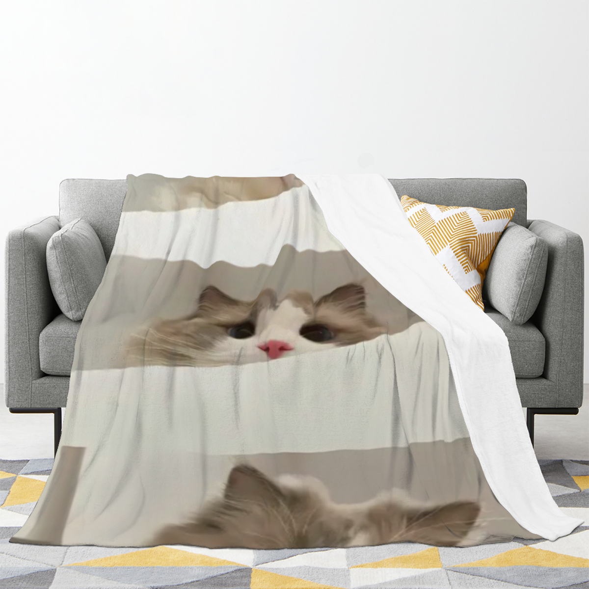 Eclectic Design Sunwashed Picnic Warm Coral Flannel Sofa Throw