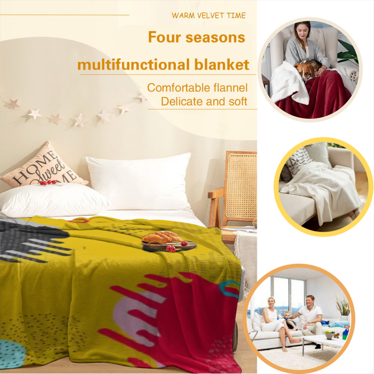 Riverstone & Lantern Playful Graphic All-Season Flannel Blanket