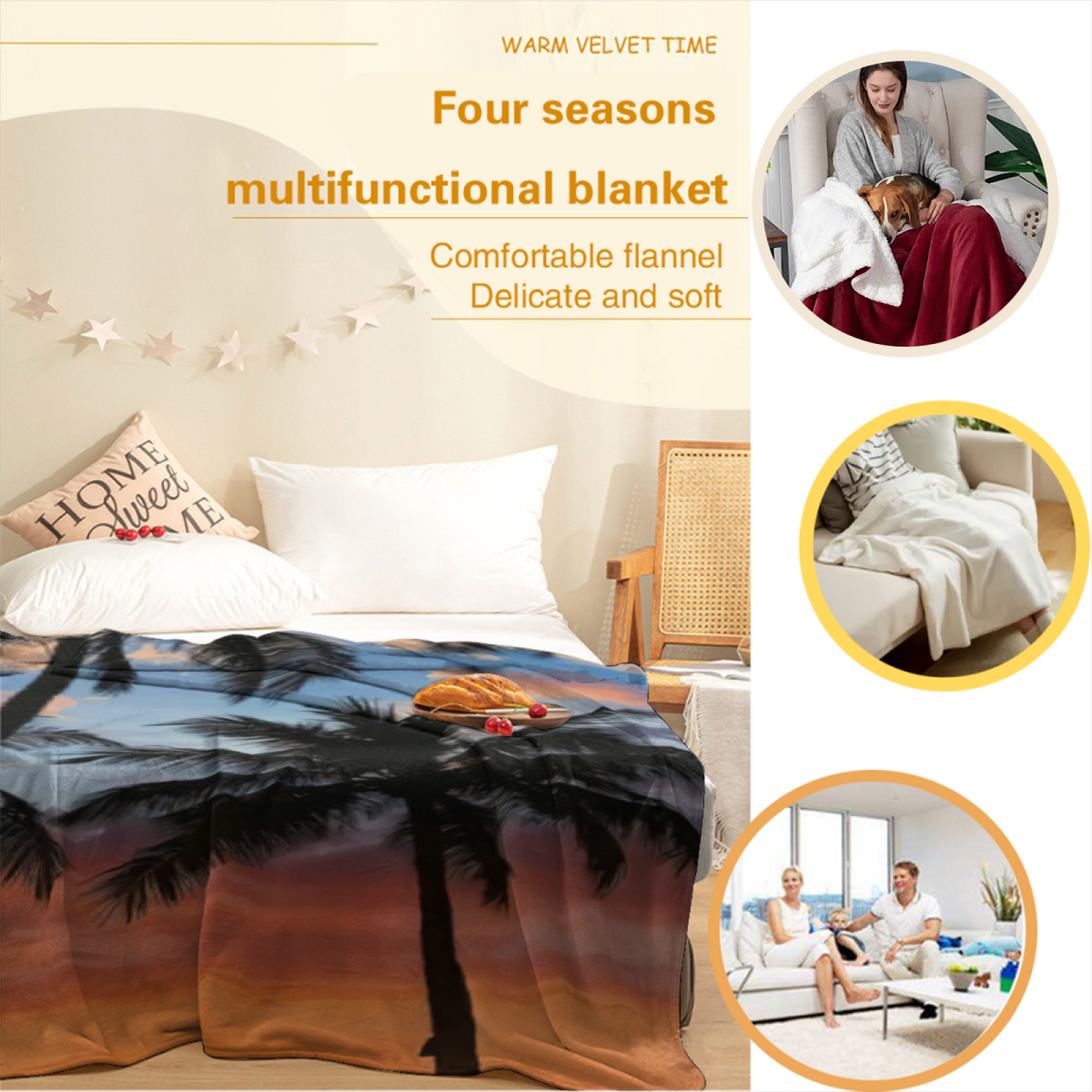 Opaline & Jubilee Playful Graphic Plush Flannel Throw