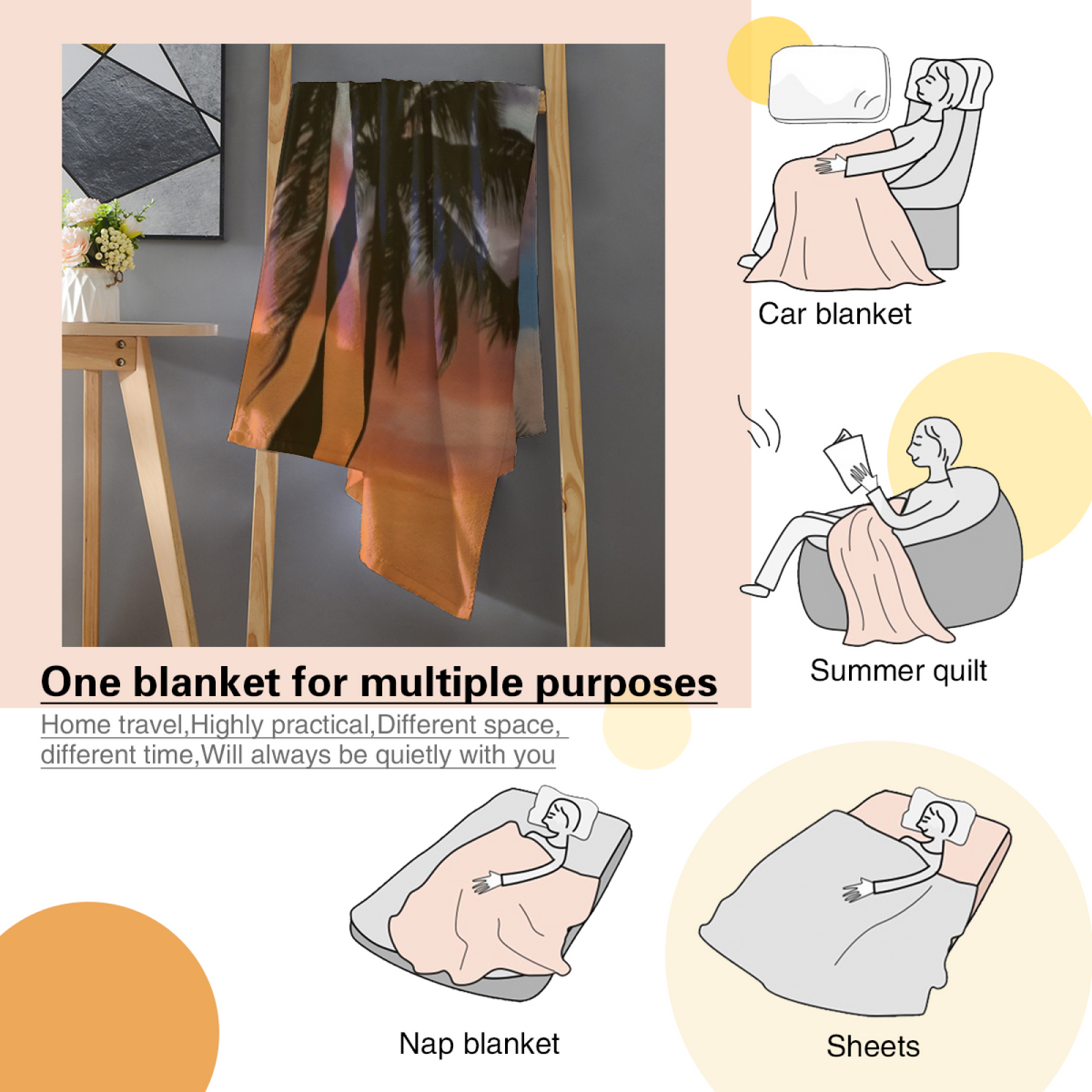 Opaline & Jubilee Playful Graphic Plush Flannel Throw