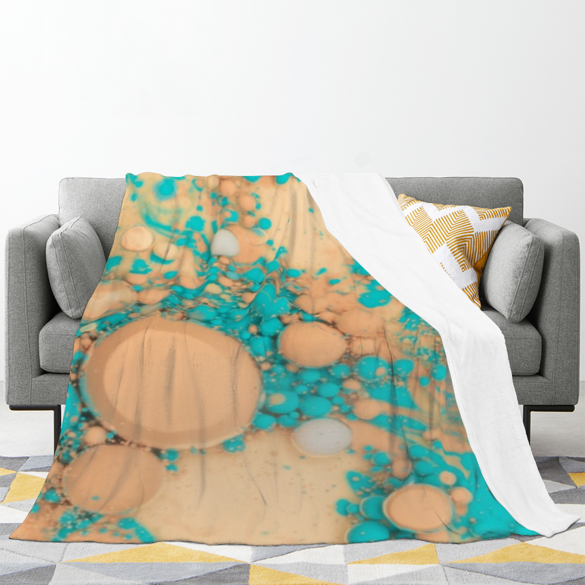Coral Echo Soft Neutral Playful Plush Flannel Throw