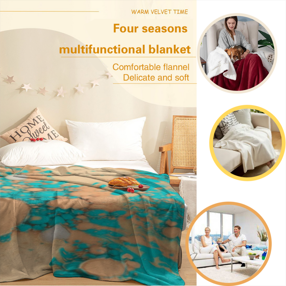Coral Echo Soft Neutral Playful Plush Flannel Throw