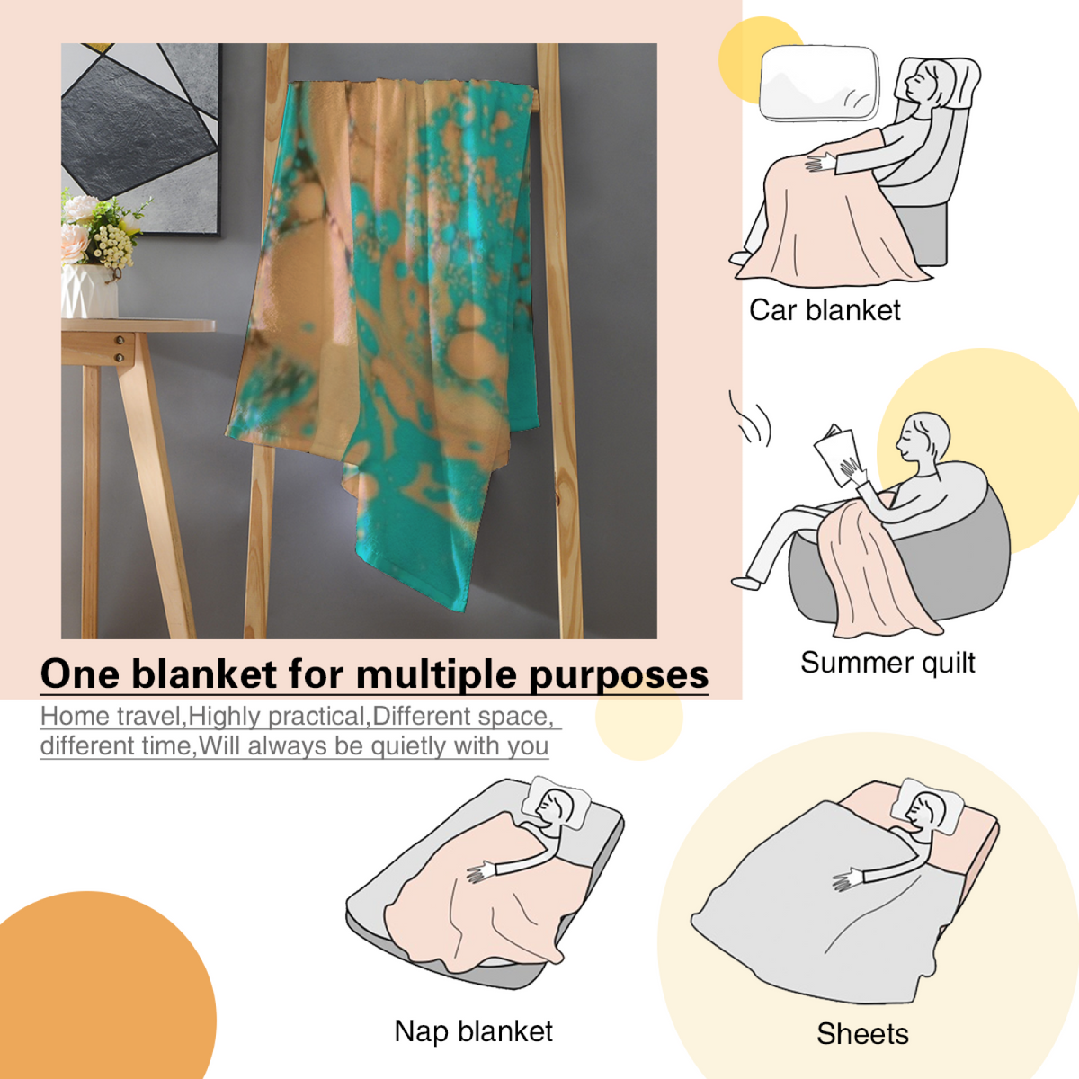Coral Echo Soft Neutral Playful Plush Flannel Throw