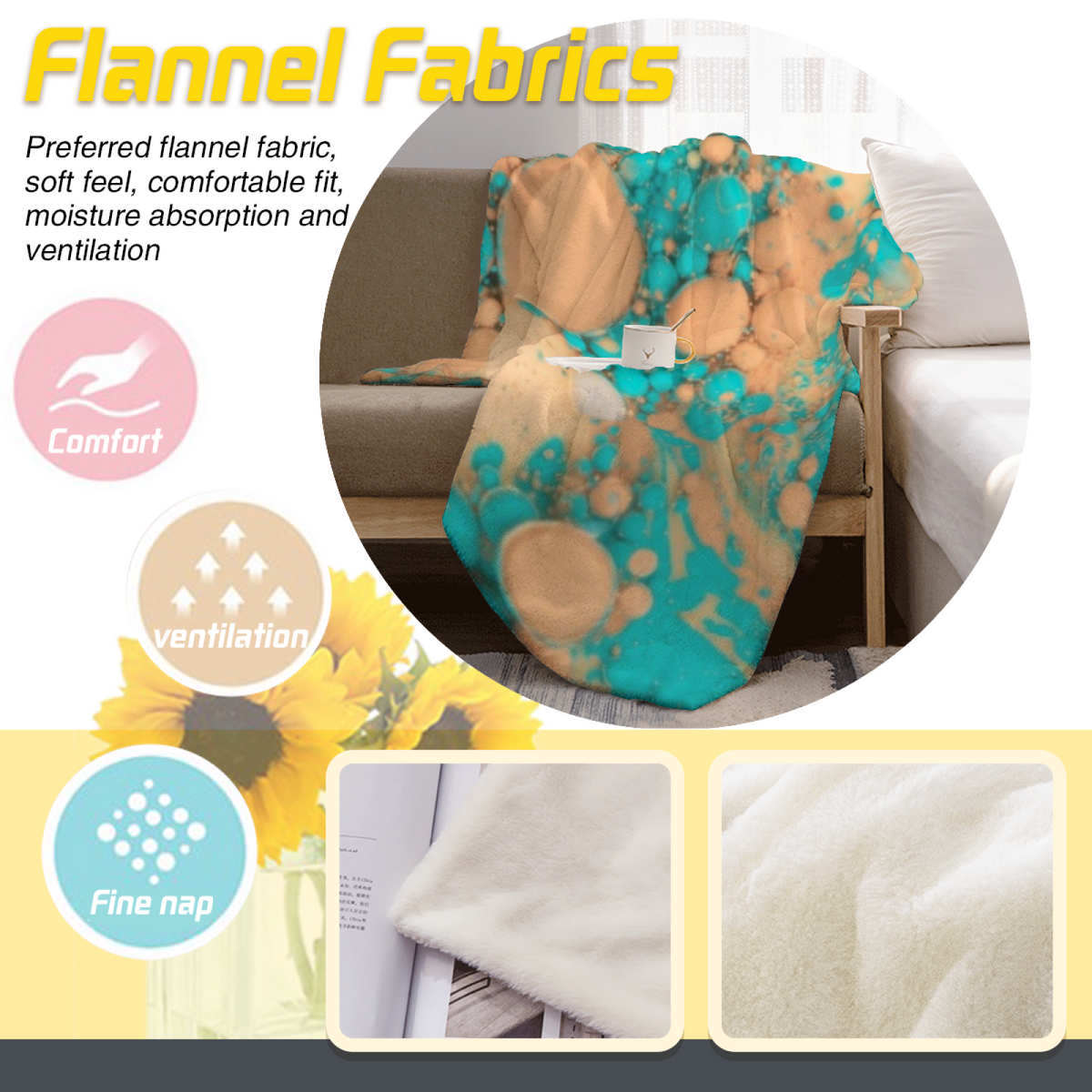 Coral Echo Soft Neutral Playful Plush Flannel Throw