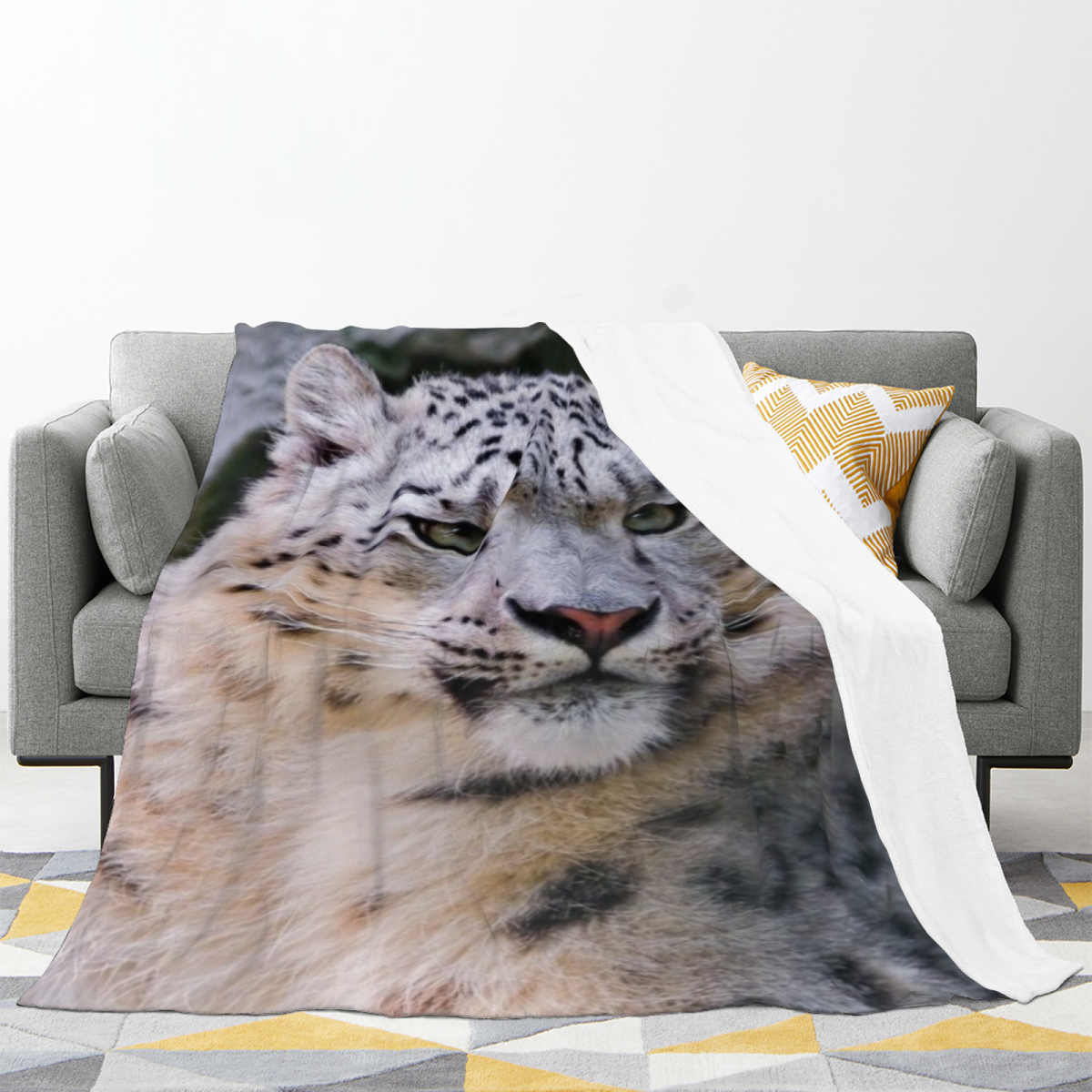 Starlit Lagoon Expressive Print Flannel Sofa Throw in Dusty Lilac