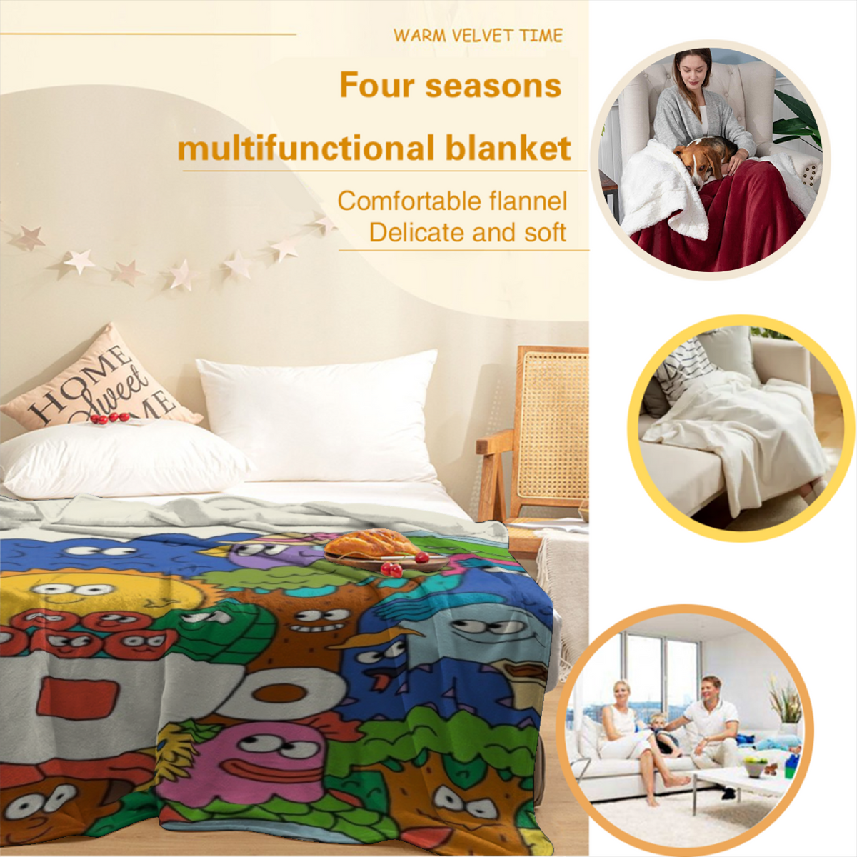 Decorative Flannel Blanket with Celestial Treasure Cozy Cottage Artwork