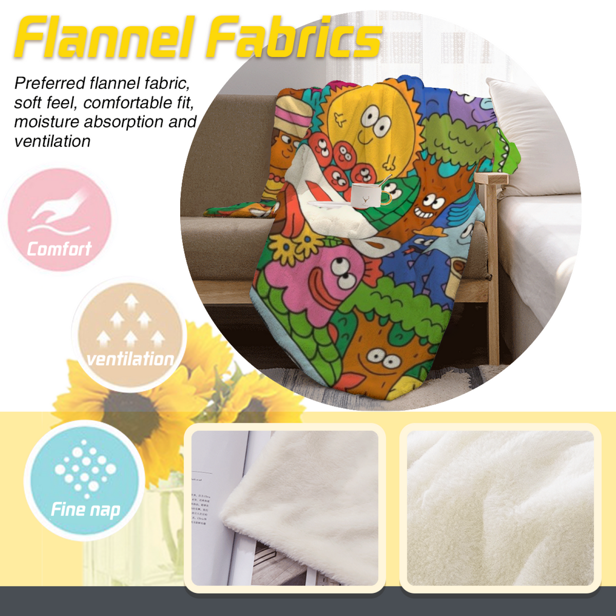 Decorative Flannel Blanket with Celestial Treasure Cozy Cottage Artwork