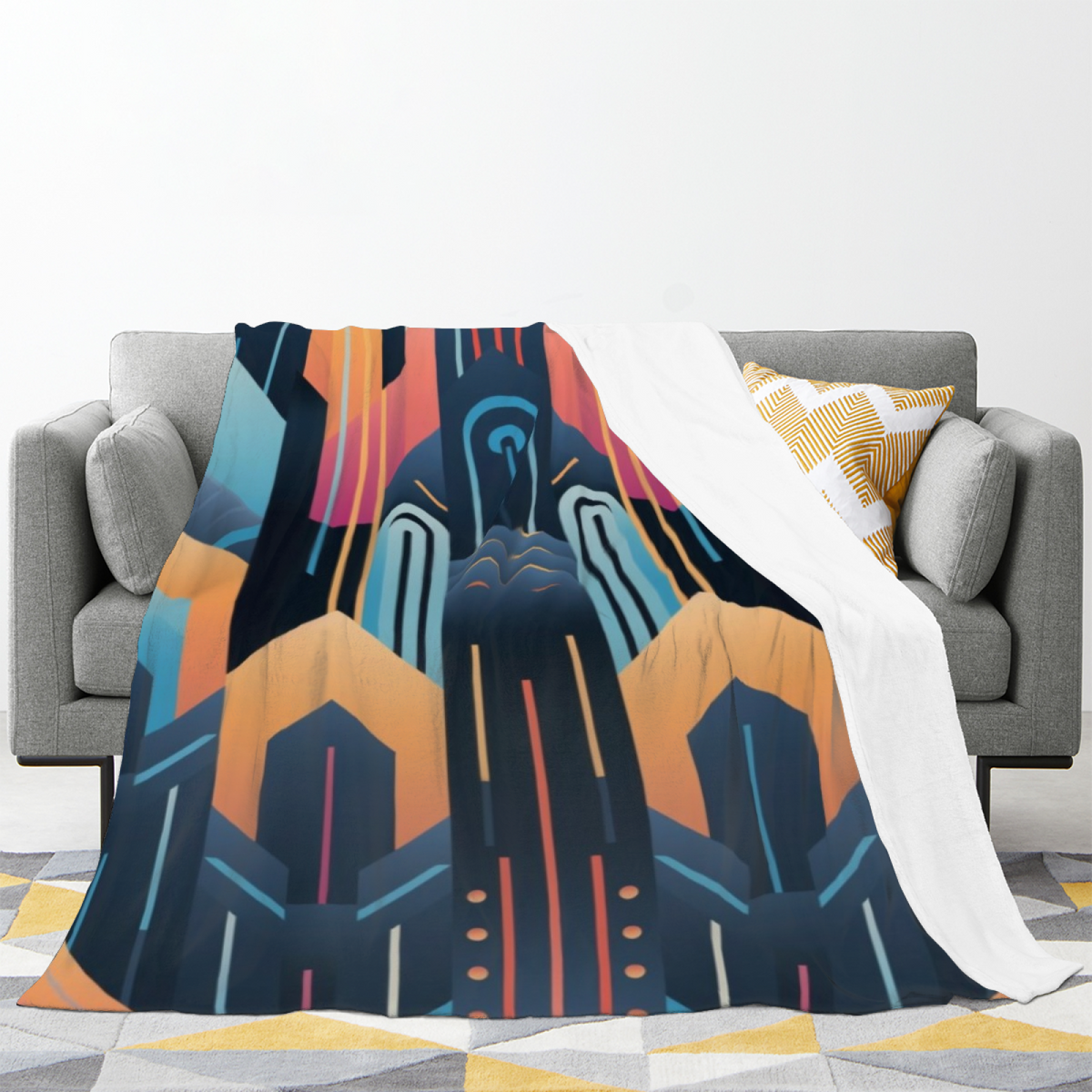Burnished & Arbor Playful Graphic Plush Flannel Throw