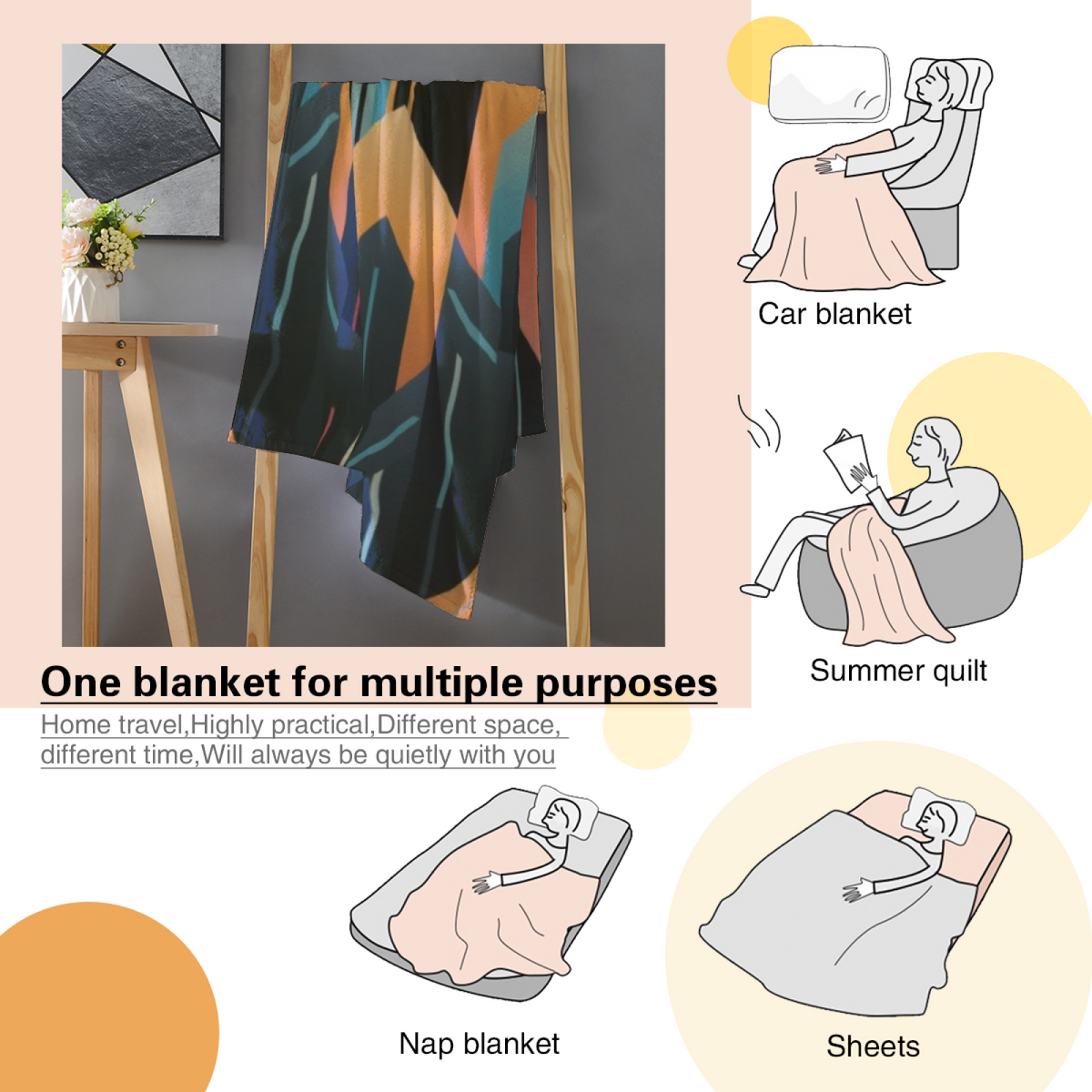 Burnished & Arbor Playful Graphic Plush Flannel Throw