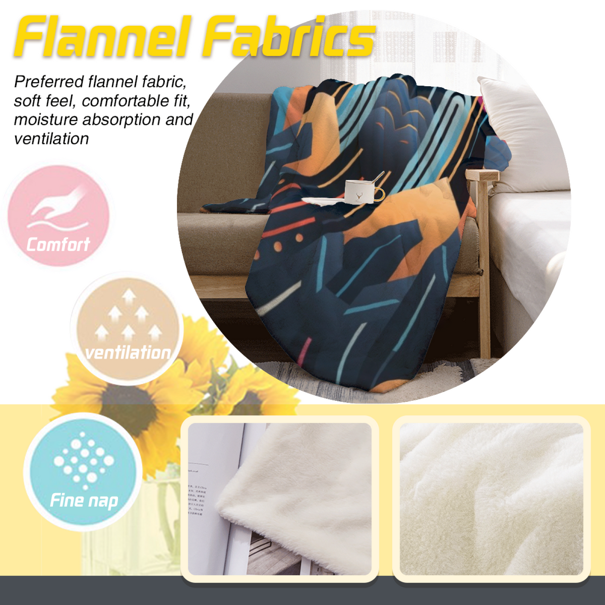 Burnished & Arbor Playful Graphic Plush Flannel Throw