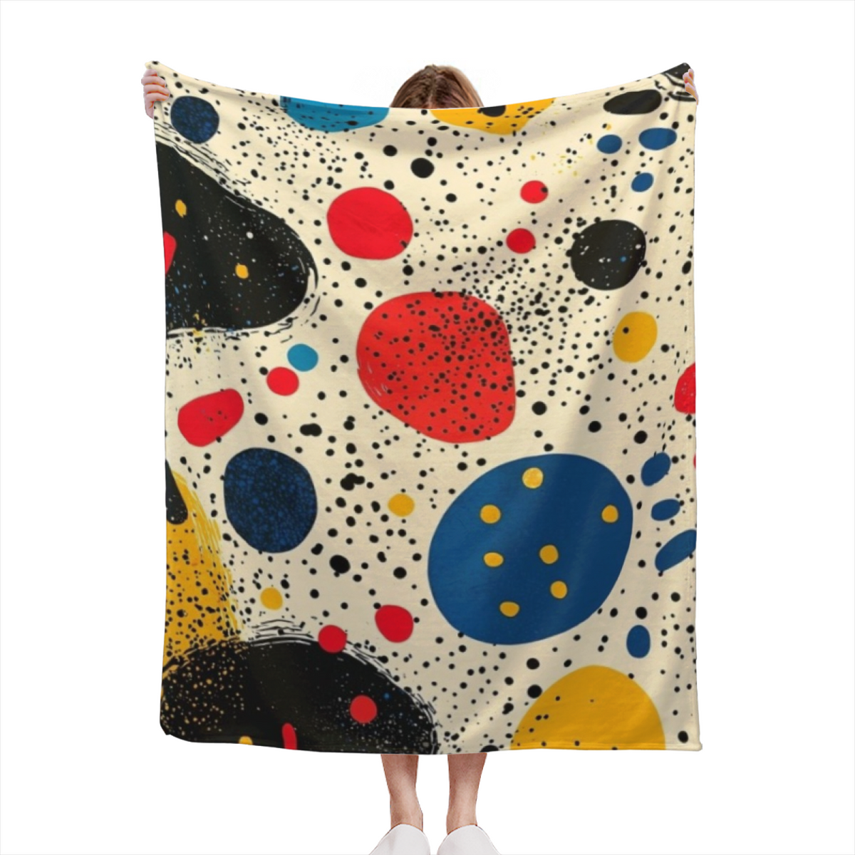 Primary Dot Art Cozy Flannel Bed Blanket